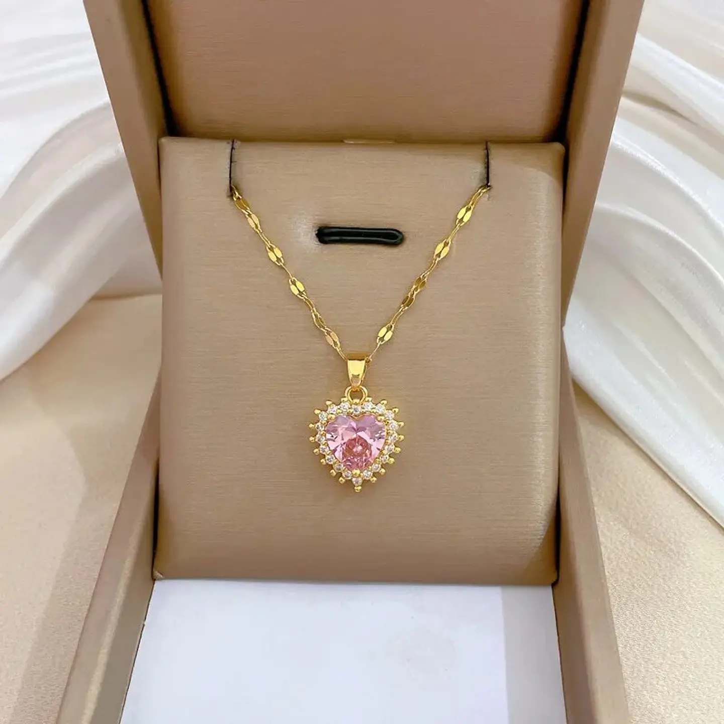 Set Collar + Aros Corazón Acero Inoxidable - Bañado Oro 18k 7