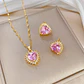 Set Collar + Aros Corazón Acero Inoxidable - Bañado Oro 18k - Miniatura 3