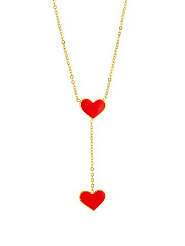 Collar Corazón Colgado De Acero Inoxidable - Bañado Oro 18k