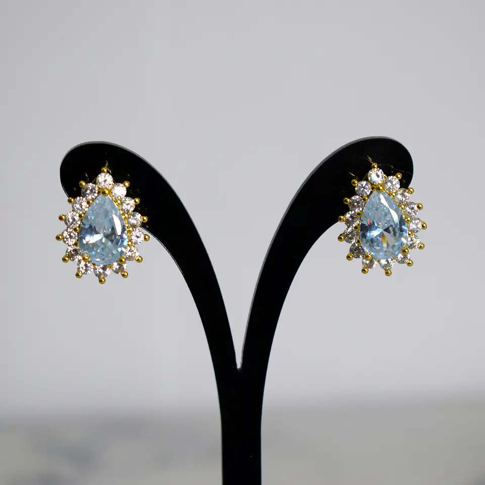 Set Collar + Aros De Gotas Acero Inoxidable - Bañado Oro 18k 6