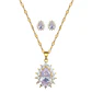Set Collar + Aros De Gotas Acero Inoxidable - Bañado Oro 18k - Miniatura 1