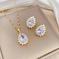 Set Collar + Aros De Gotas Acero Inoxidable - Bañado Oro 18k - Miniatura 3