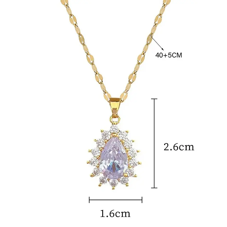 Set Collar + Aros De Gotas Acero Inoxidable - Bañado Oro 18k 2