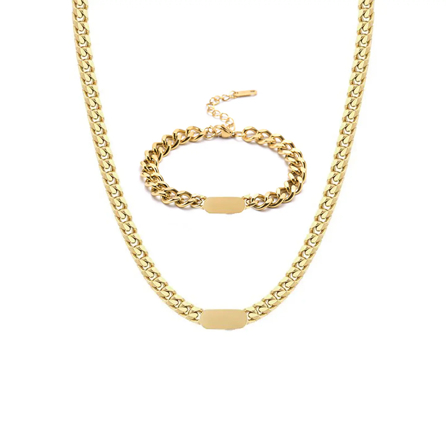 Set Cadena + Pulsera Grumet Acero Inoxidable 8mm Collar 2