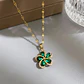 Collar Flor Circones Verde Acero Inoxidable - Bañado Oro 18k - Miniatura 4