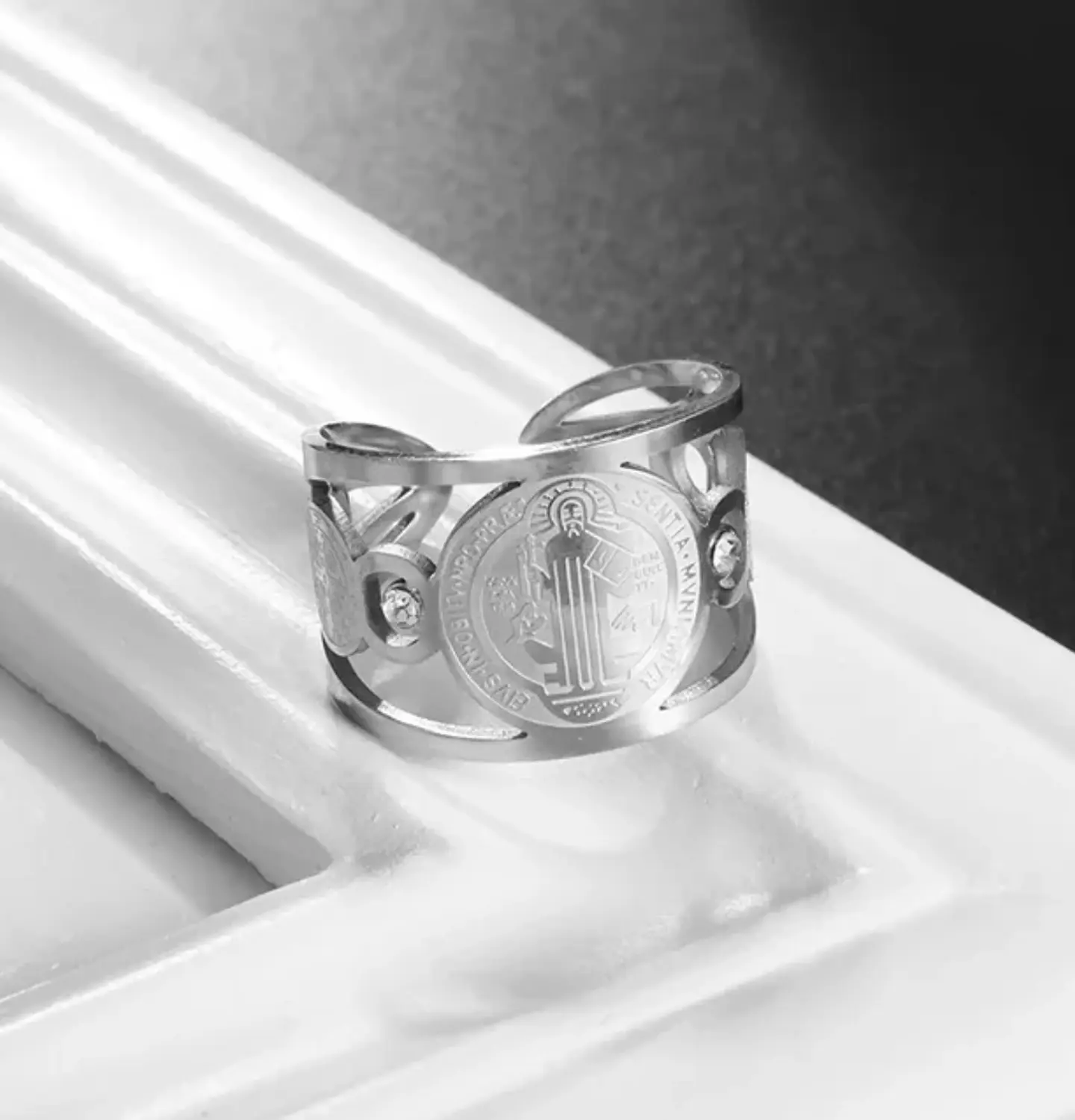 Anillo Ajustable Acero Inoxidable Figura Religión Moisés 8