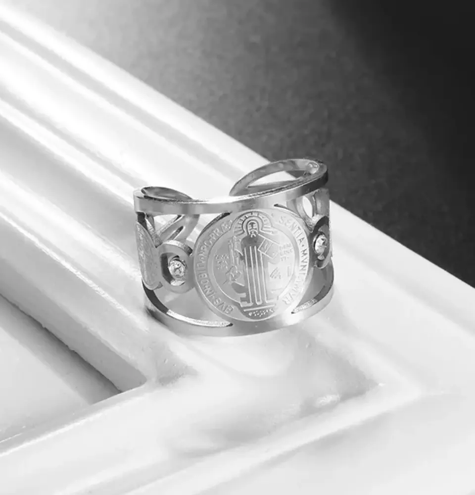 Anillo Ajustable Acero Inoxidable Figura Religión Moisés 8