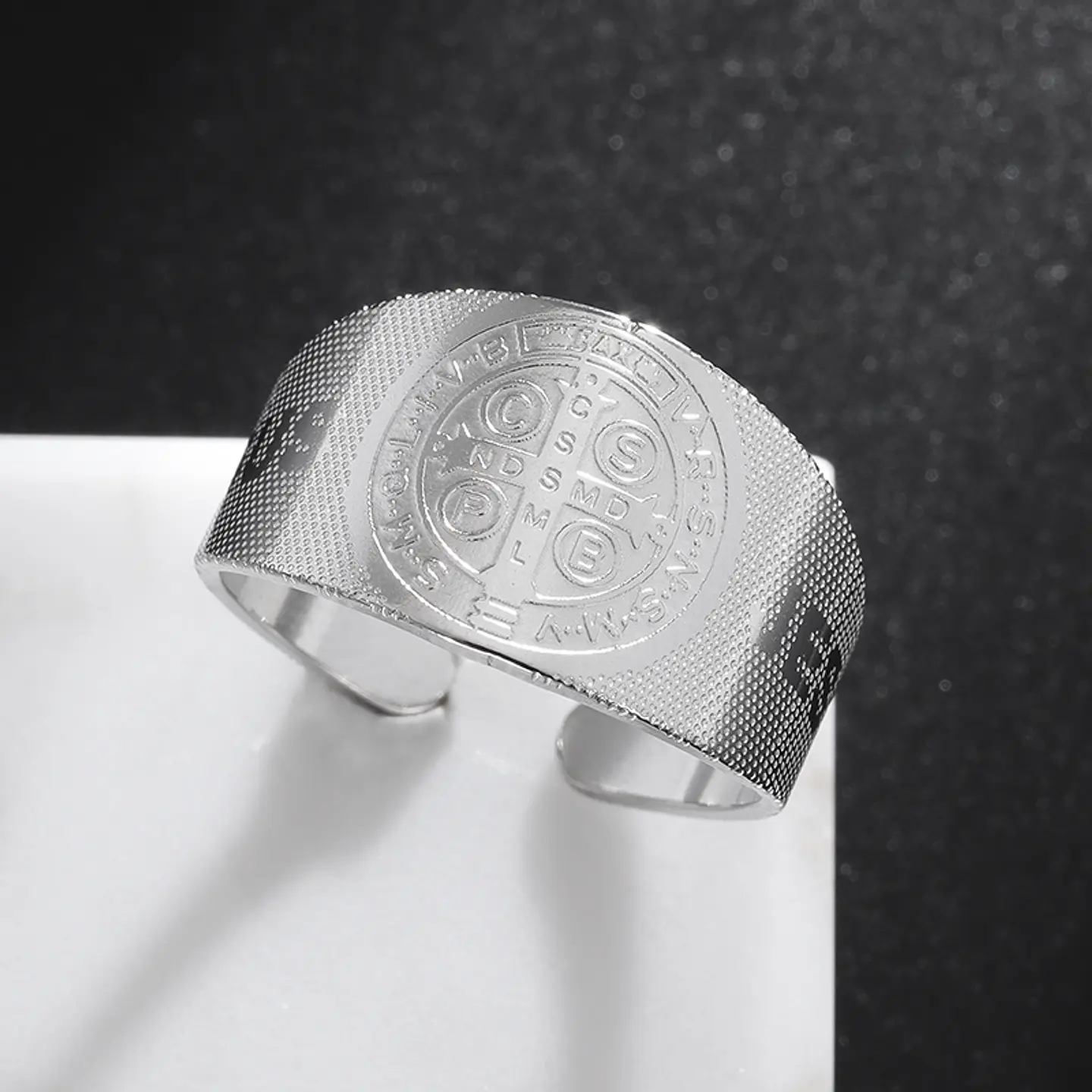 Anillo Ajustable Acero Inoxidable Religión Jesús Cruz 5
