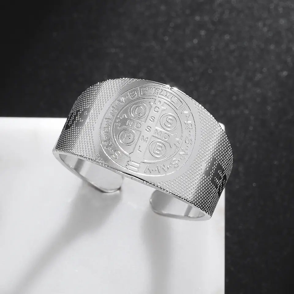 Anillo Ajustable Acero Inoxidable Religión Jesús Cruz 5