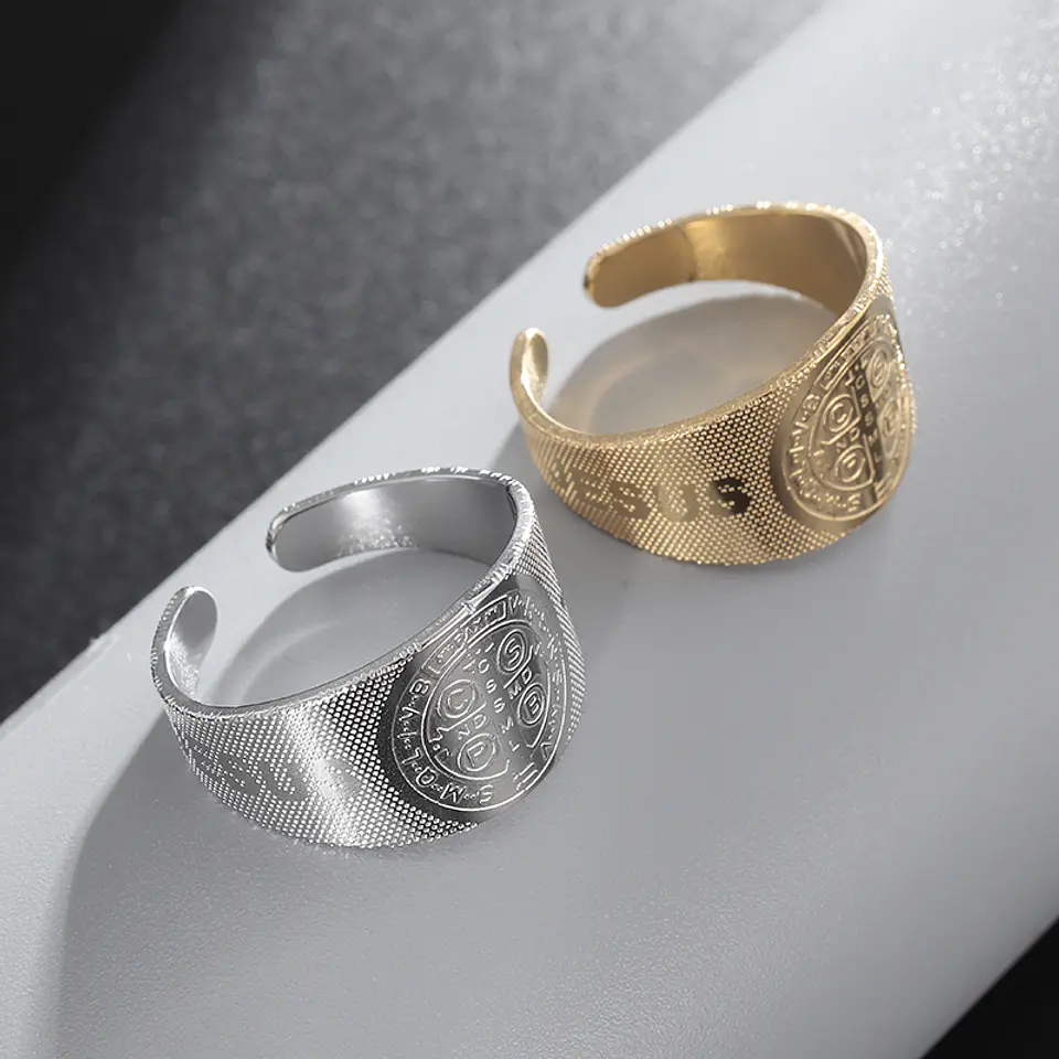 Anillo Ajustable Acero Inoxidable Religión Jesús Cruz 3