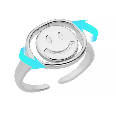 Anillo Ajustable Antiestrés Acero Inoxidable Smile Feliz Triste