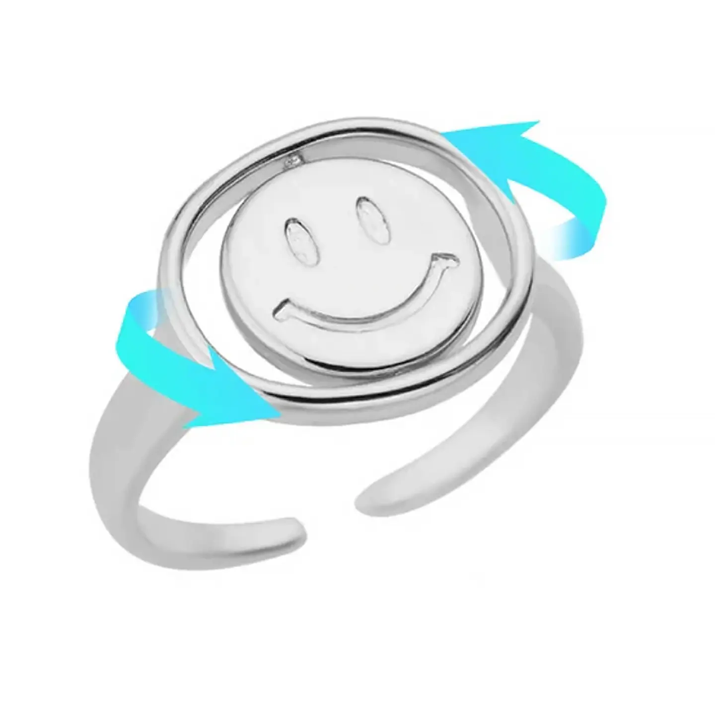 Anillo Ajustable Antiestrés Acero Inoxidable Smile Feliz Triste 1