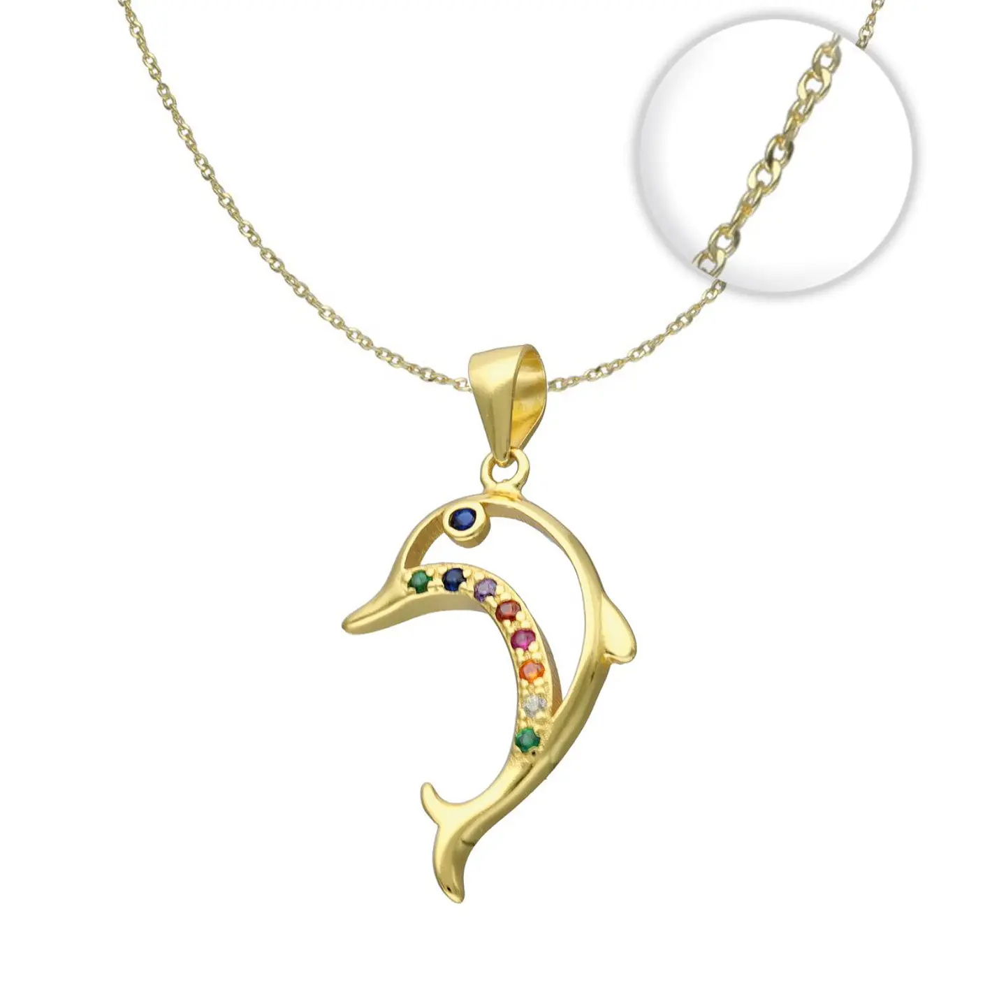 Collar Delfín Cadena Plata Fina 925 Baño De Oro 18k Mujer 1