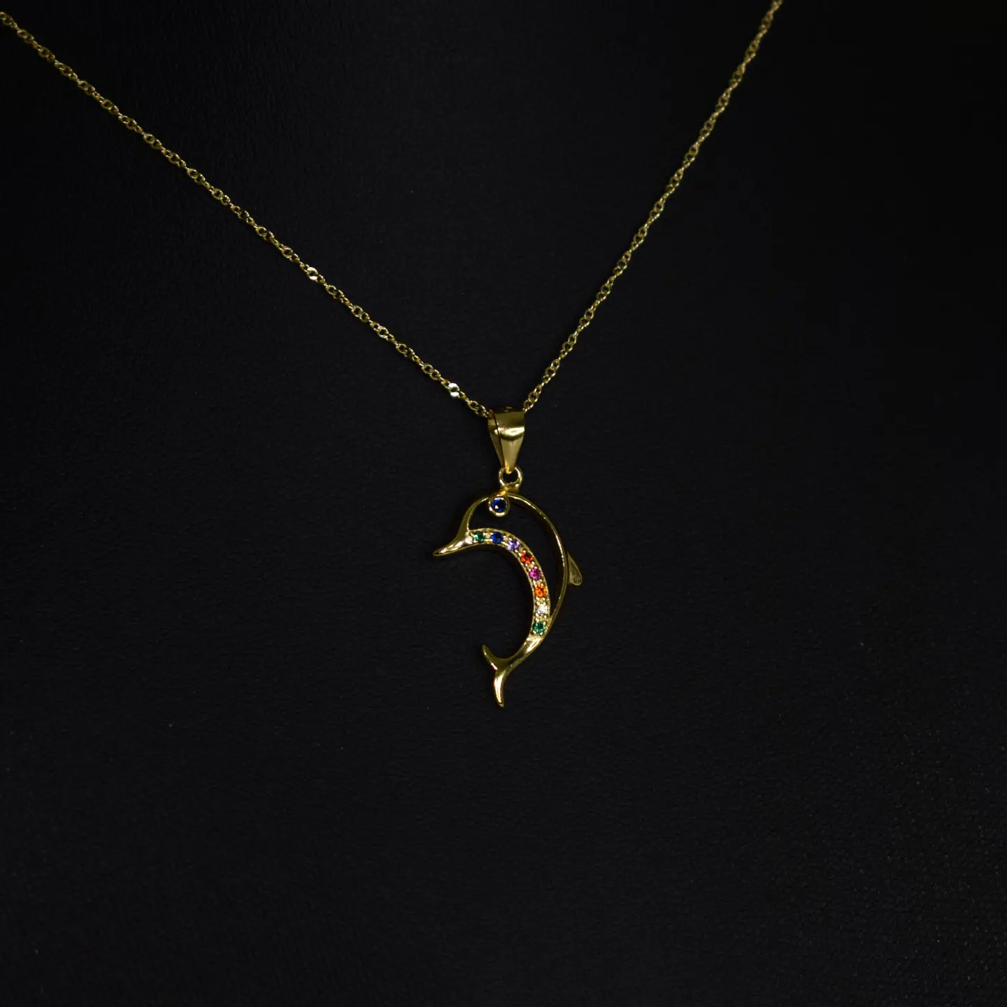 Collar Delfín Cadena Plata Fina 925 Baño De Oro 18k Mujer 2