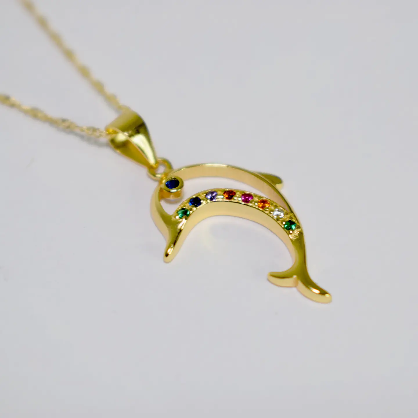 Collar Delfín Cadena Plata Fina 925 Baño De Oro 18k Mujer 5