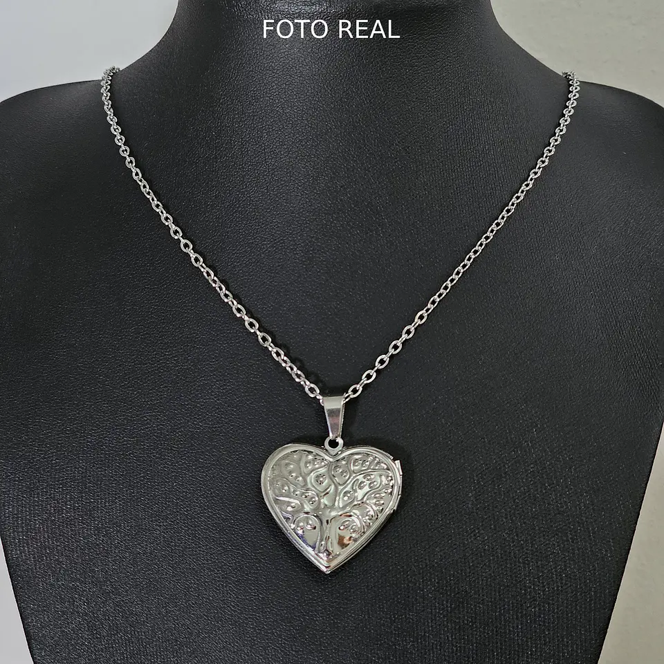 Collar Relicario Corazón Love Guardapelo En Acero Inoxidable 5