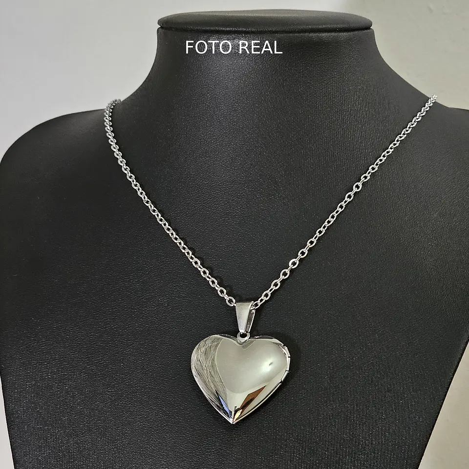 Collar Relicario Corazón Love Guardapelo En Acero Inoxidable 7