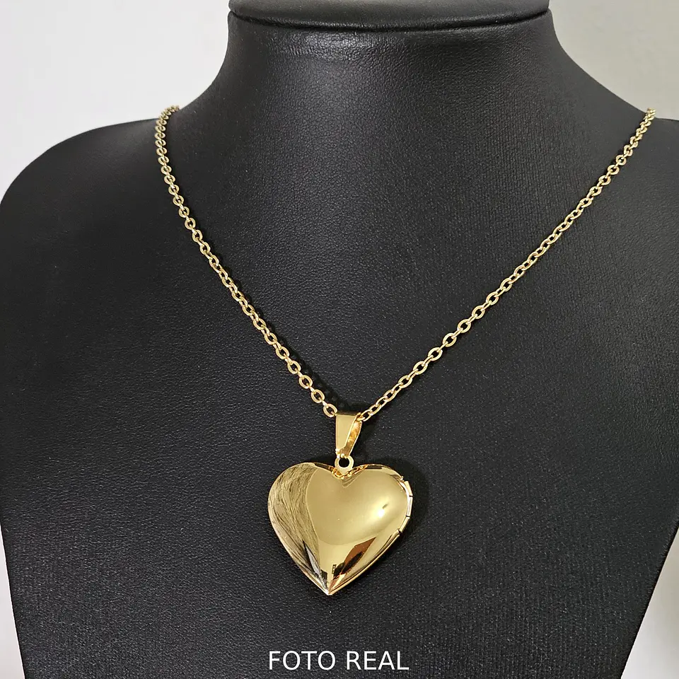 Collar Relicario Corazón Love Guardapelo En Acero Inoxidable 8