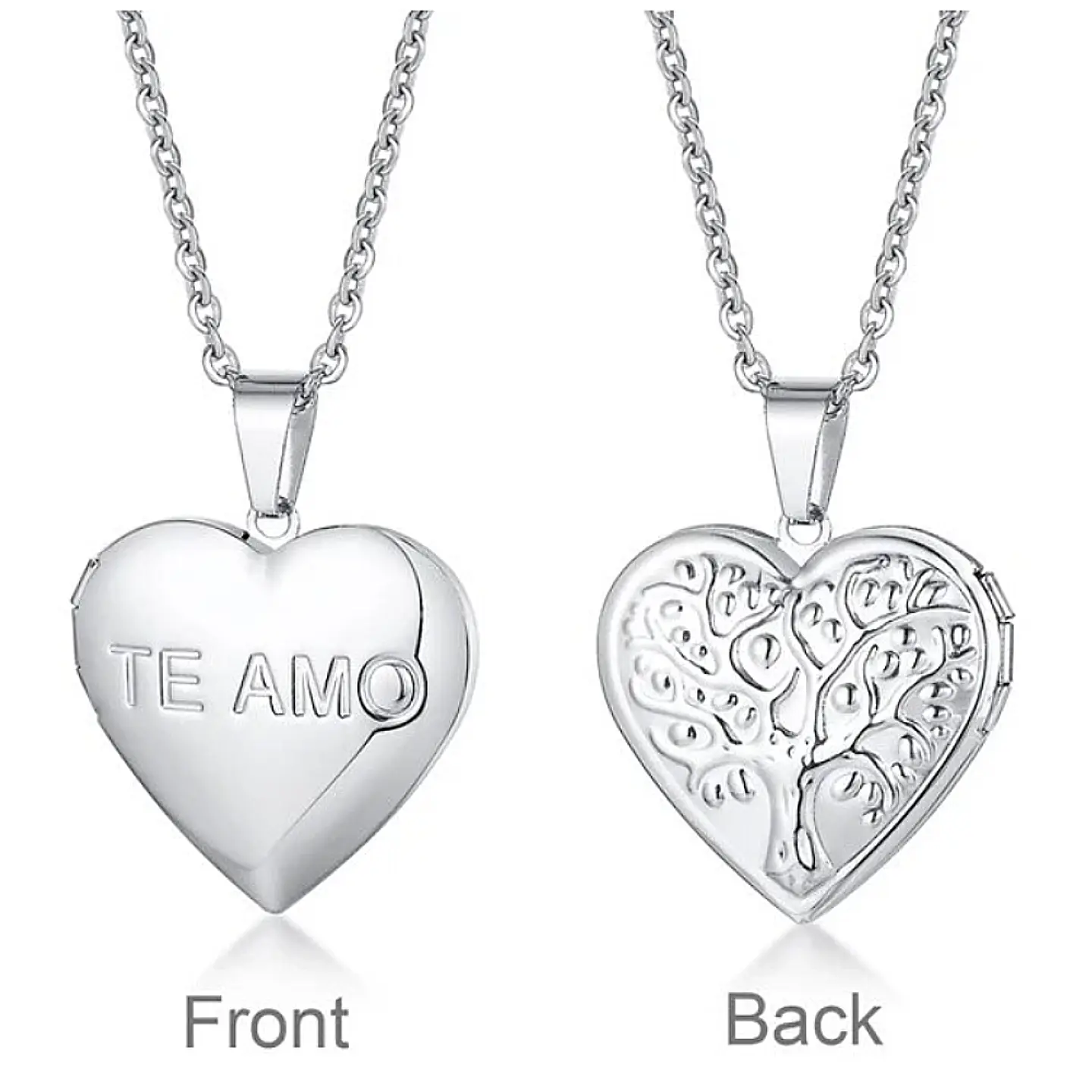 Collar Relicario Corazón Love Guardapelo En Acero Inoxidable 3