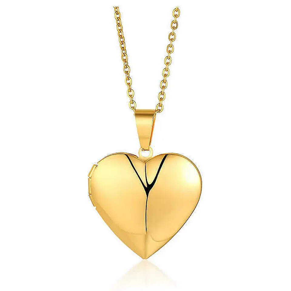 Collar Relicario Corazón Love Guardapelo En Acero Inoxidable 2