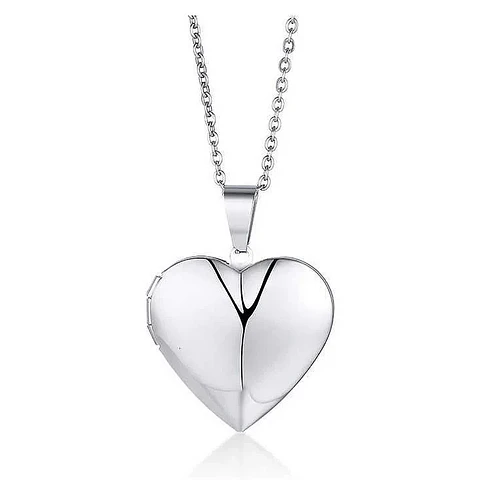 Collar Relicario Corazón Love Guardapelo En Acero Inoxidable