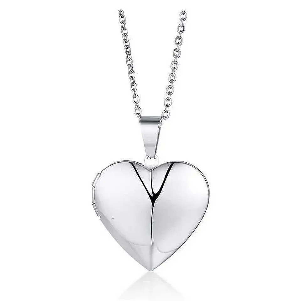 Collar Relicario Corazón Love Guardapelo En Acero Inoxidable 1