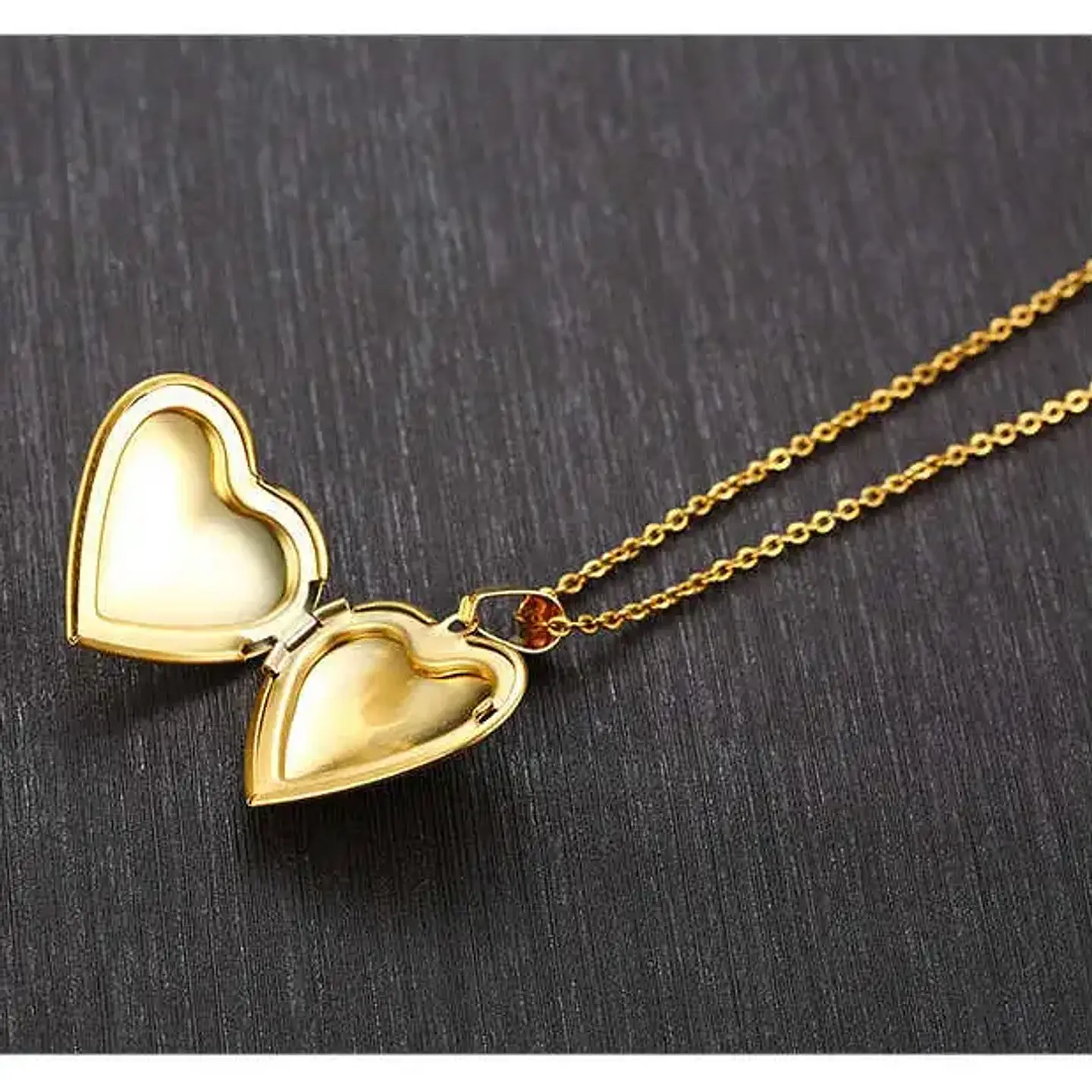 Collar Relicario Corazón Love Guardapelo En Acero Inoxidable 12