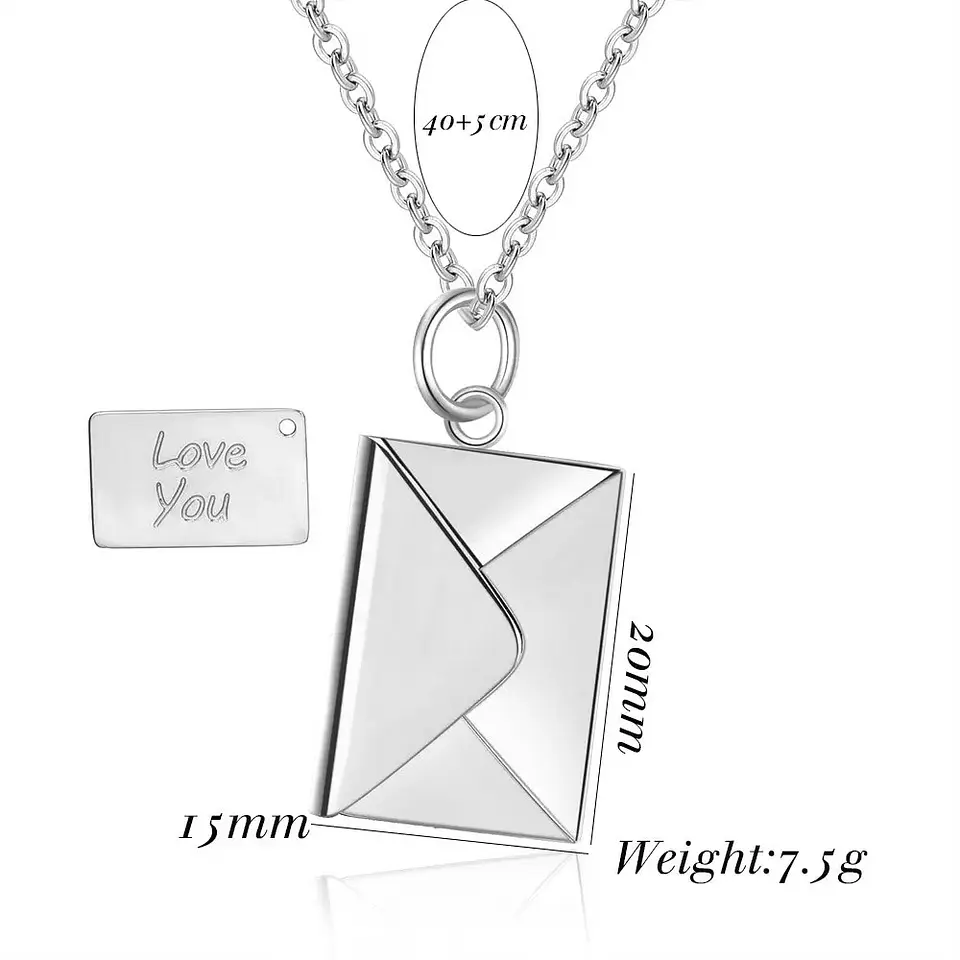 Collar Cartas De Amor Sobre Mensaje Love - Acero Inoxidable 3