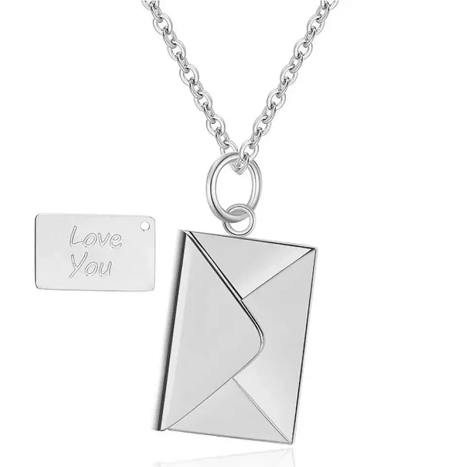 Collar Cartas De Amor Sobre Mensaje Love - Acero Inoxidable 7