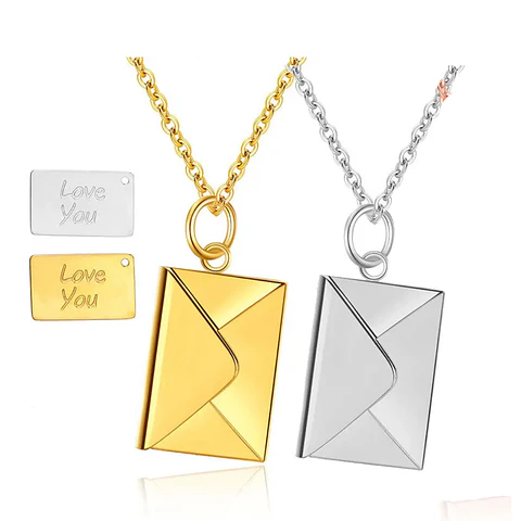 Collar Cartas De Amor Sobre Mensaje Love - Acero Inoxidable