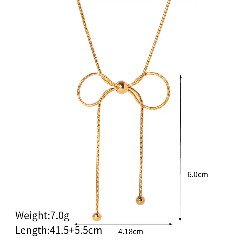 Collar Lazo Coquette Nudo - Acero Inoxidable Bañado Oro 18k 3