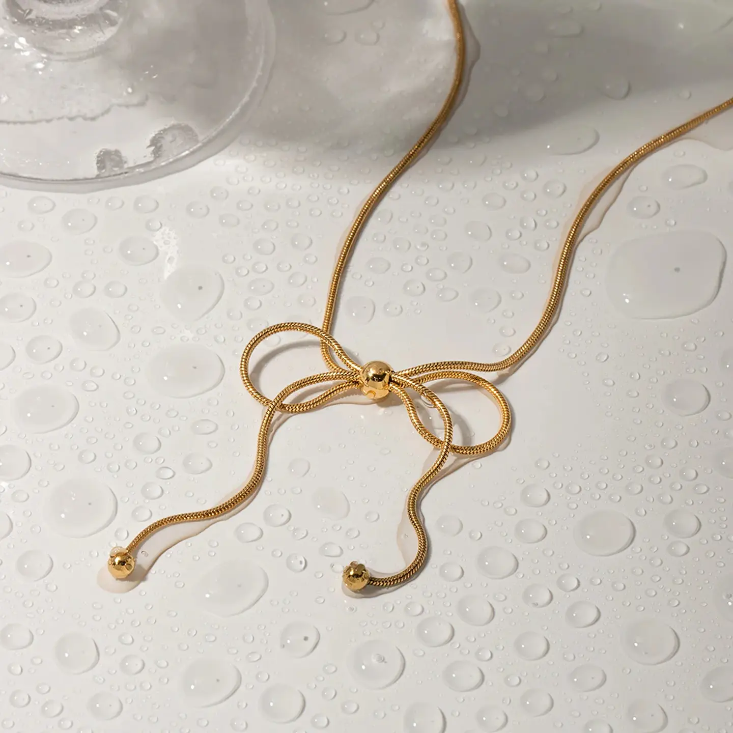 Collar Lazo Coquette Nudo - Acero Inoxidable Bañado Oro 18k 4