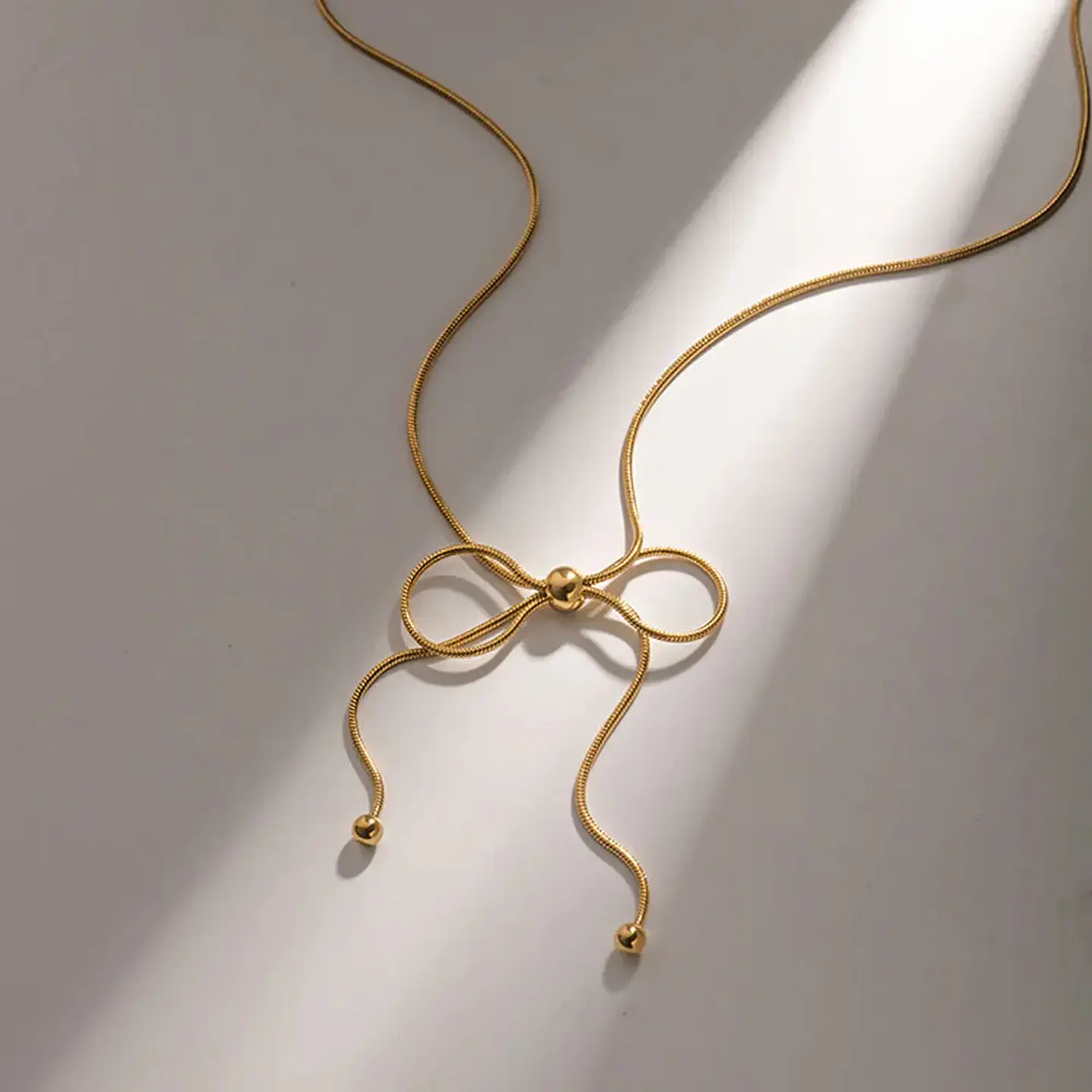 Collar Lazo Coquette Nudo - Acero Inoxidable Bañado Oro 18k 5