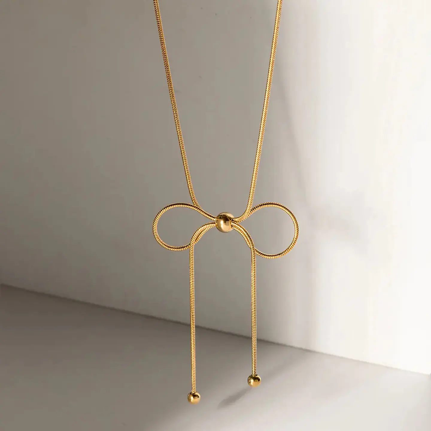 Collar Lazo Coquette Nudo - Acero Inoxidable Bañado Oro 18k 7