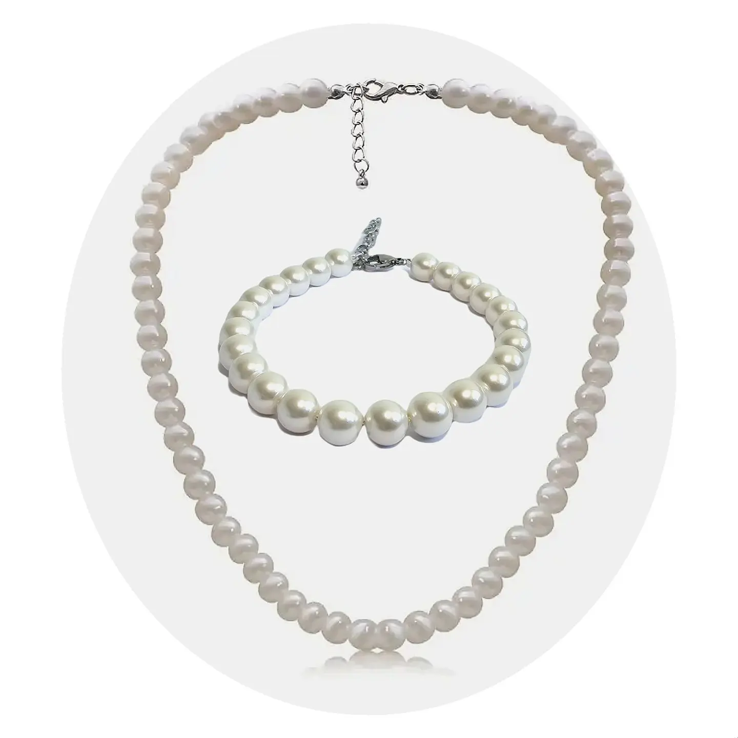 Set Cadena + Pulsera Gargantilla Perlas De Agua Dulce Unisex 1