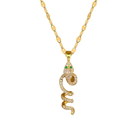 Collar De Serpiente Cadena Acero Inoxidable - Baño Oro 18k