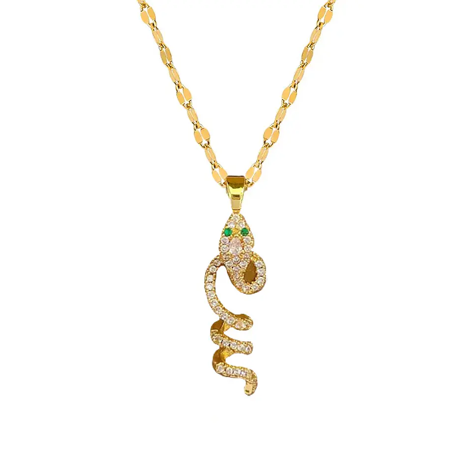 Collar De Serpiente Cadena Acero Inoxidable - Baño Oro 18k 1