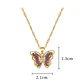 Collar Mariposa Cristal Lila - Acero Inoxidable Bañado En Oro 18k - Miniatura 2