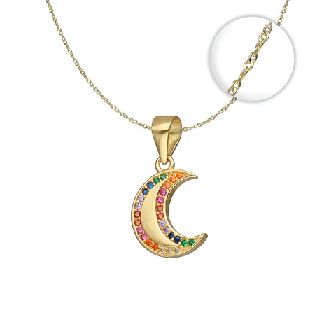 Collar Luna Circones Plata Fina 925 Baño De Oro 18k Mujer