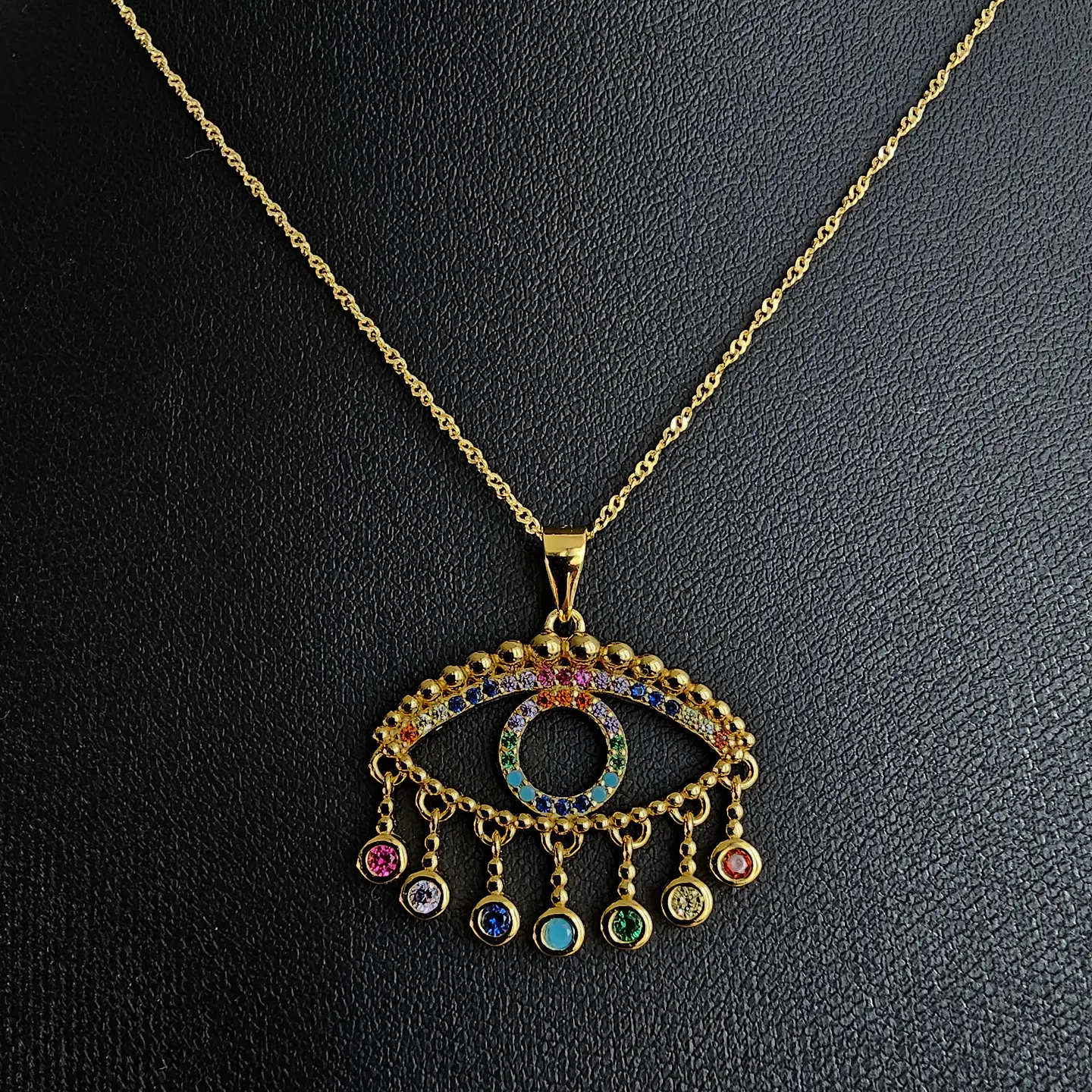Collar Ojo Turco Cadena Plata Fina 925 Bañado En Oro 18k 3
