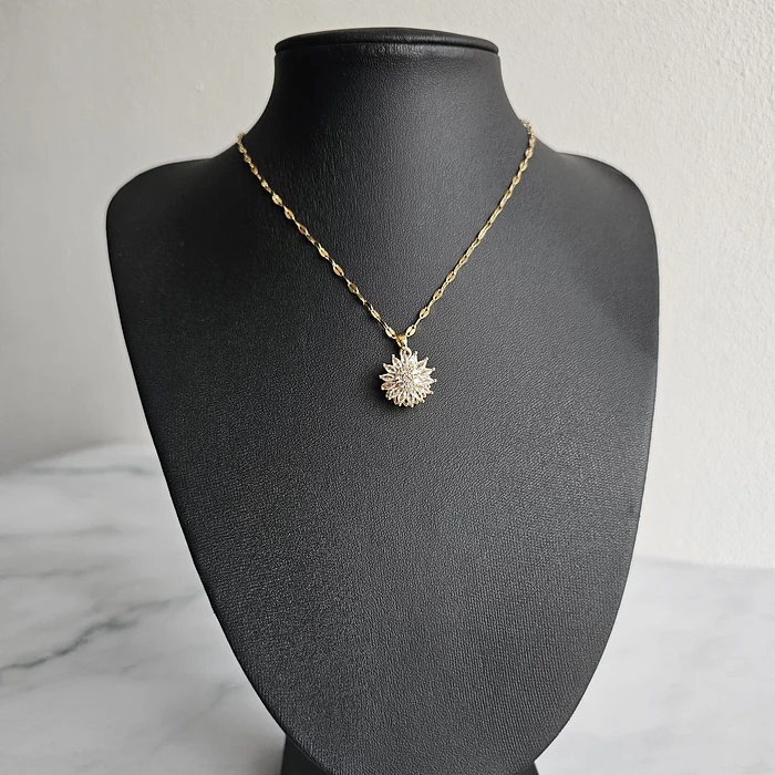 Collar Girasol Giratorio Circones - Acero Bañado Oro 18k 2