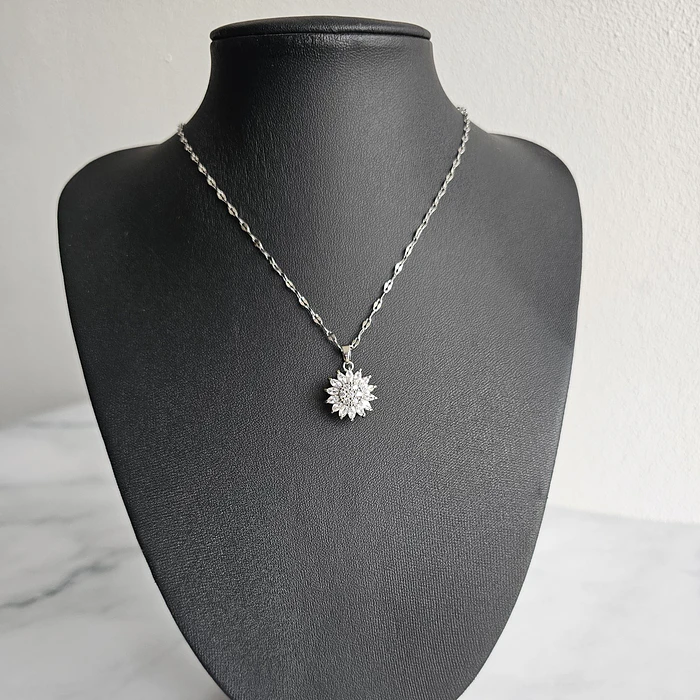 Collar Girasol Giratorio Circones - Acero Bañado Oro 18k 4