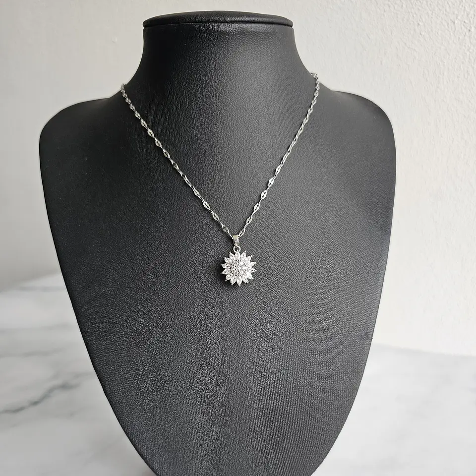 Collar Girasol Giratorio Circones - Acero Bañado Oro 18k 4
