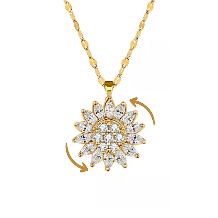 Collar Girasol Giratorio Circones - Acero Bañado Oro 18k 1