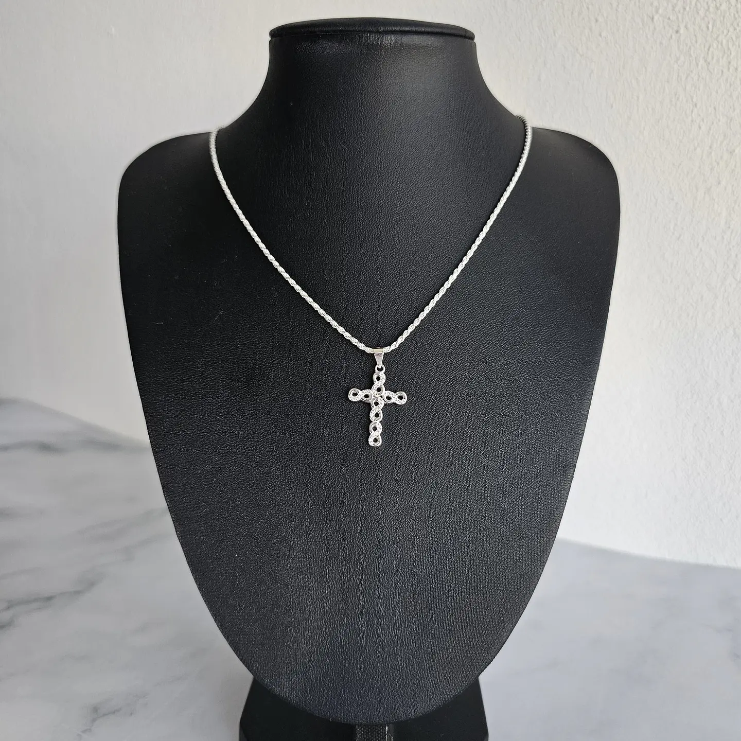 Colgante Cruz Infinitos + Cadena Tourbillon Plata Fina Italiana 925 4