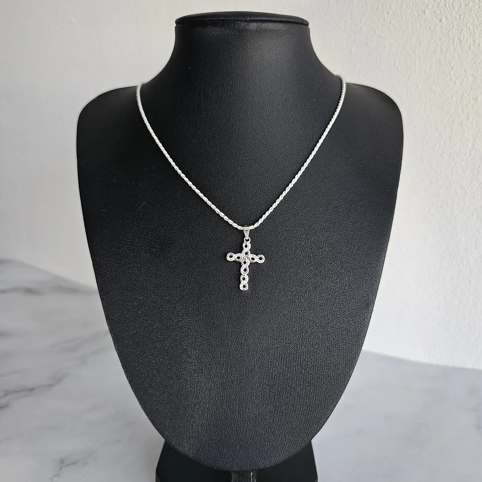 Colgante Cruz Infinitos + Cadena Tourbillon Plata Fina Italiana 925 4
