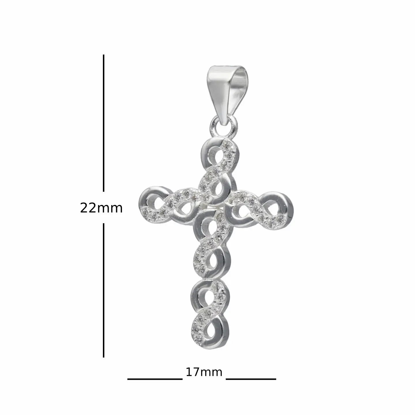 Colgante Cruz Infinitos + Cadena Tourbillon Plata Fina Italiana 925 3