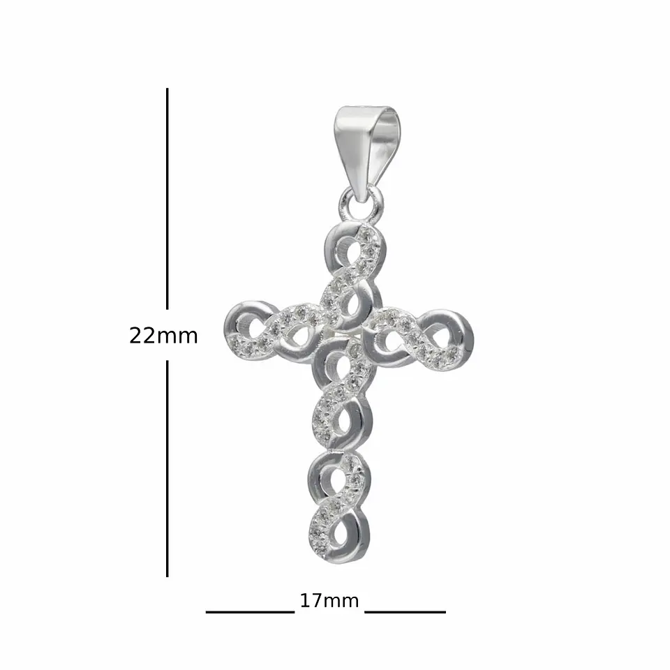 Colgante Cruz Infinitos + Cadena Tourbillon Plata Fina Italiana 925 3