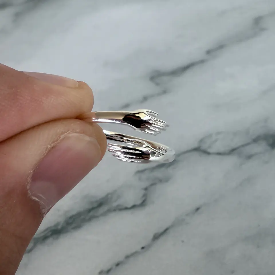 Anillo Abrazo Ajustable Plata Fina Ley 925 Circones Mujer 6