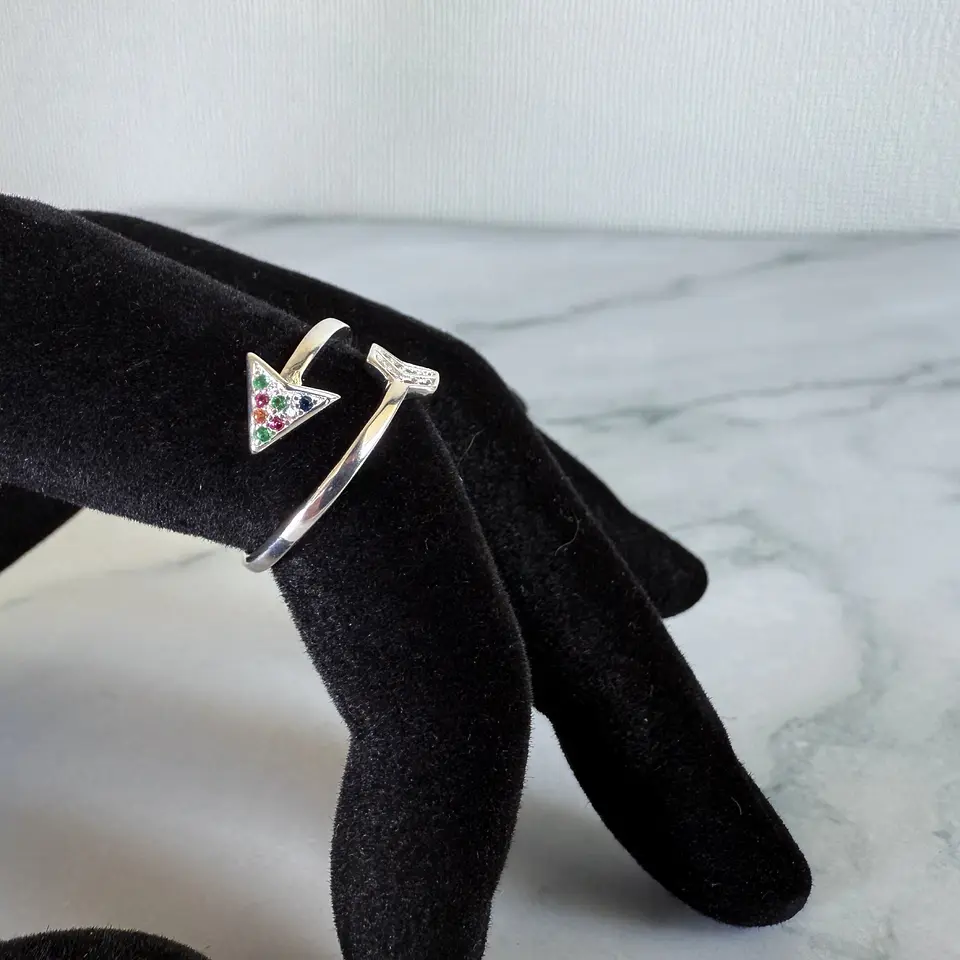 Anillo Flecha Ajustable Plata Fina Ley 925 Circones Mujer 4